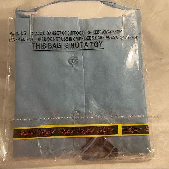 NWT Rafael 3T Blue Button Down Shirt with Clip On Tie - Picture 3 of 4